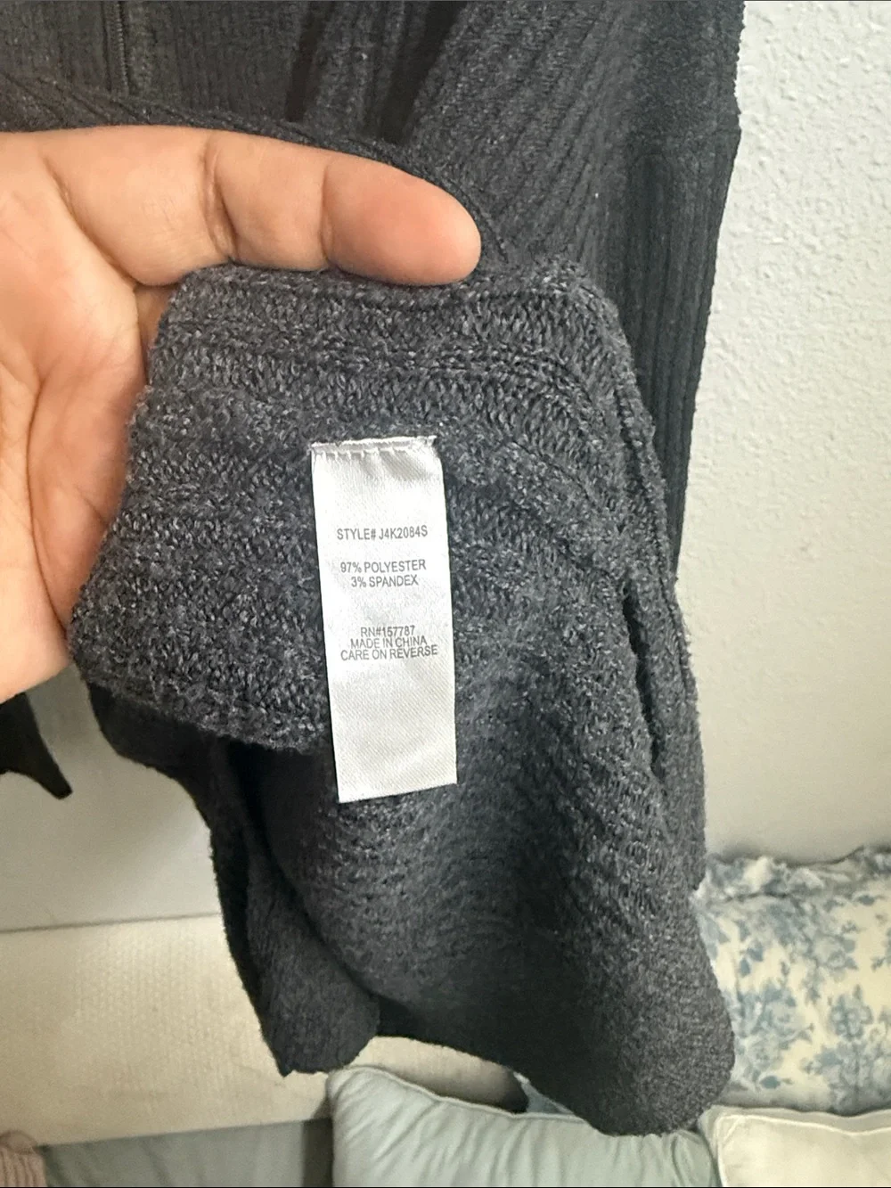 Charcoal Half-Zip Ribbed Sweater